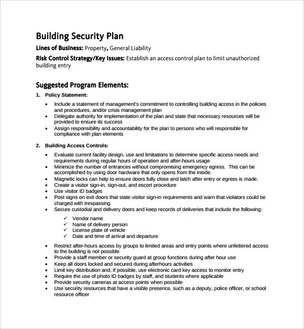 security management policy examples